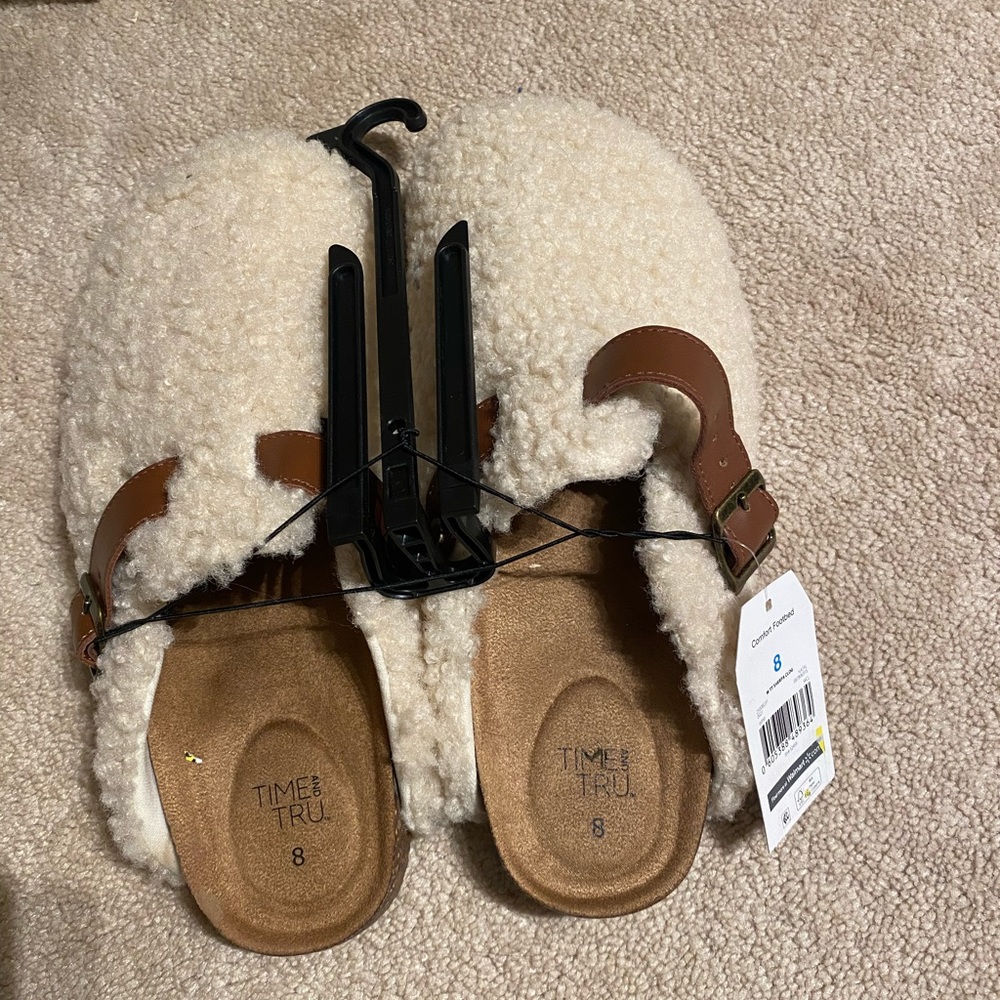 fuzzy comfort slide on shoes